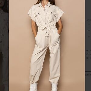 POL Cream Jumpsuit